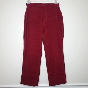 Vintage 70s Sears Jr Bazaar Red Corduroy‎ Pants 15 High Waist Wide Leg Y2K Disco